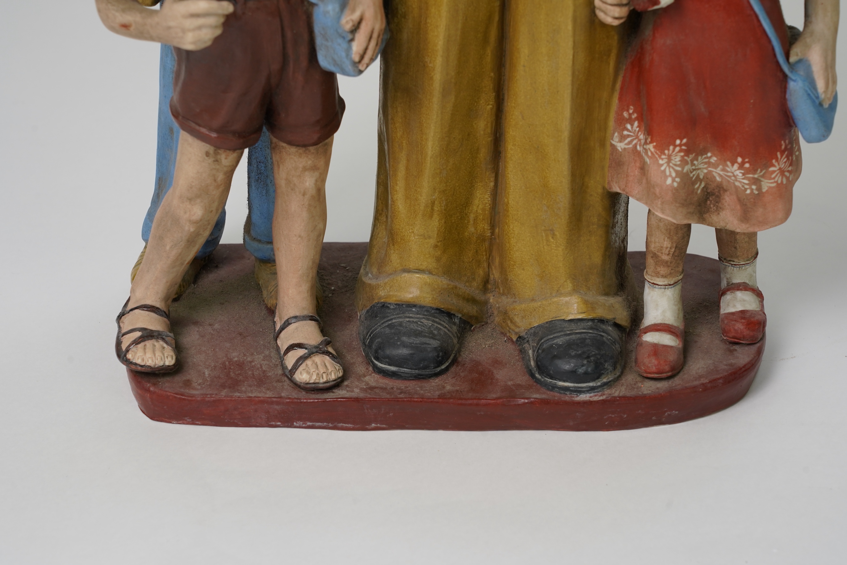 A large Chinese enamelled porcelain group of Mao Dse Dong and three school children, 1970s